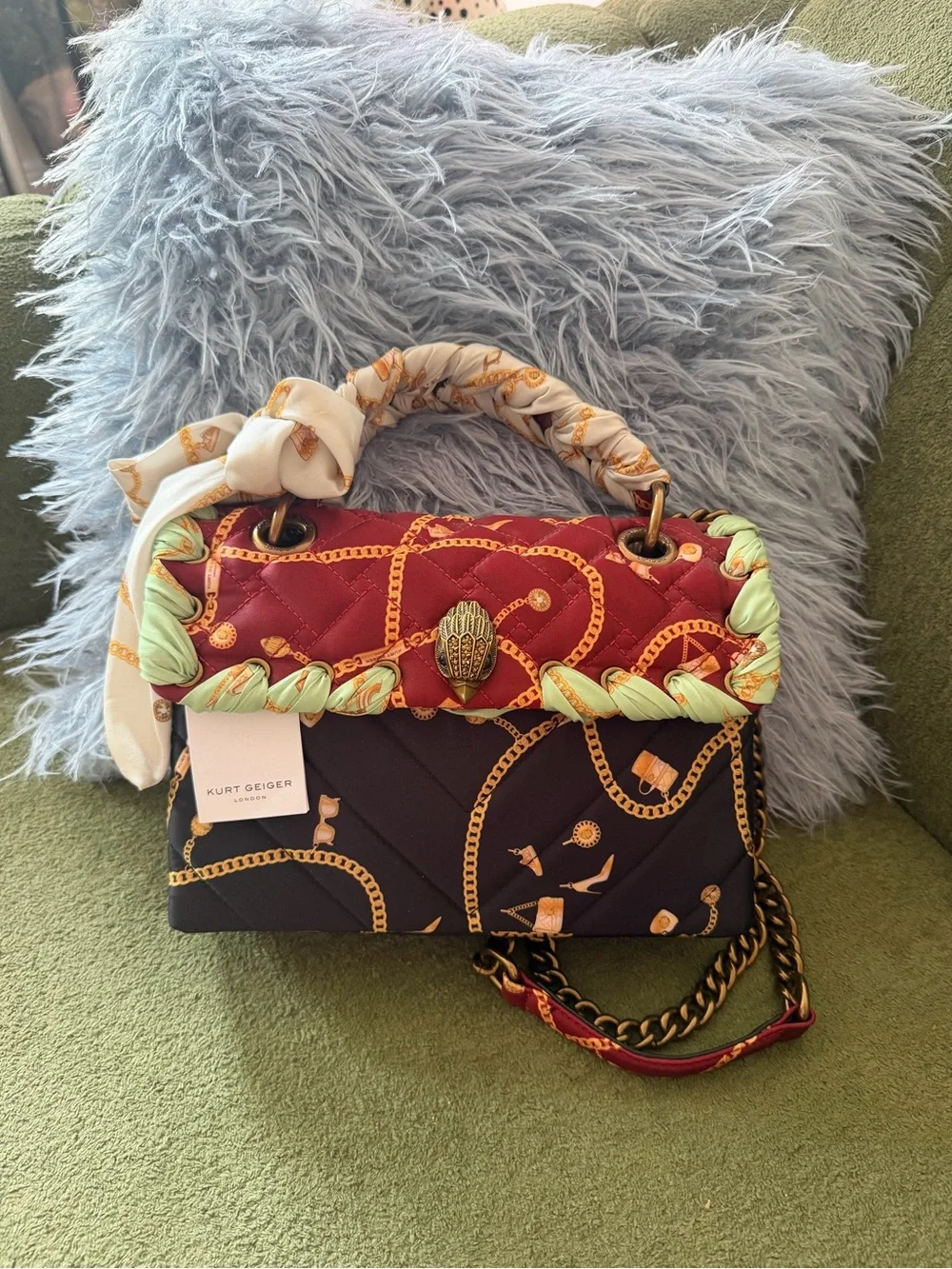 Kurt Geiger The Kensington Quilted Mixed-Print Shoulder Bag
